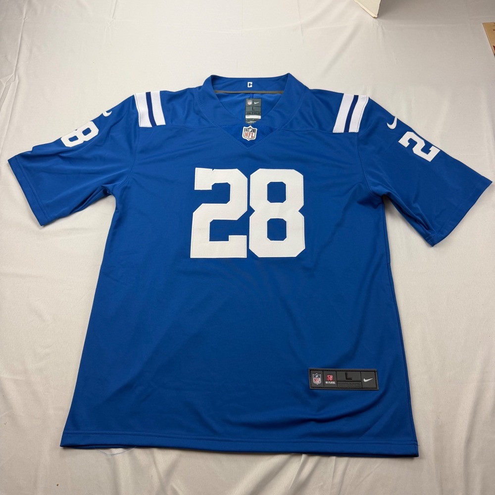 Nike NFL Jersey Mens Large Blue Jonathan Taylor 28 Indianapolis Colts On Field